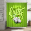 Happy Easter Shower Curtain Egg Butterfly Chrysanthemum Green, Bathtub Fabric Waterproof Curtain 