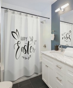 Happy Easter Shower Curtain With Easter Bunny Shower Curtain And Luxury Shower Curtains