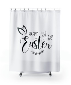 Happy Easter Shower Curtain With Easter Bunny Shower Curtain And Luxury Shower Curtains