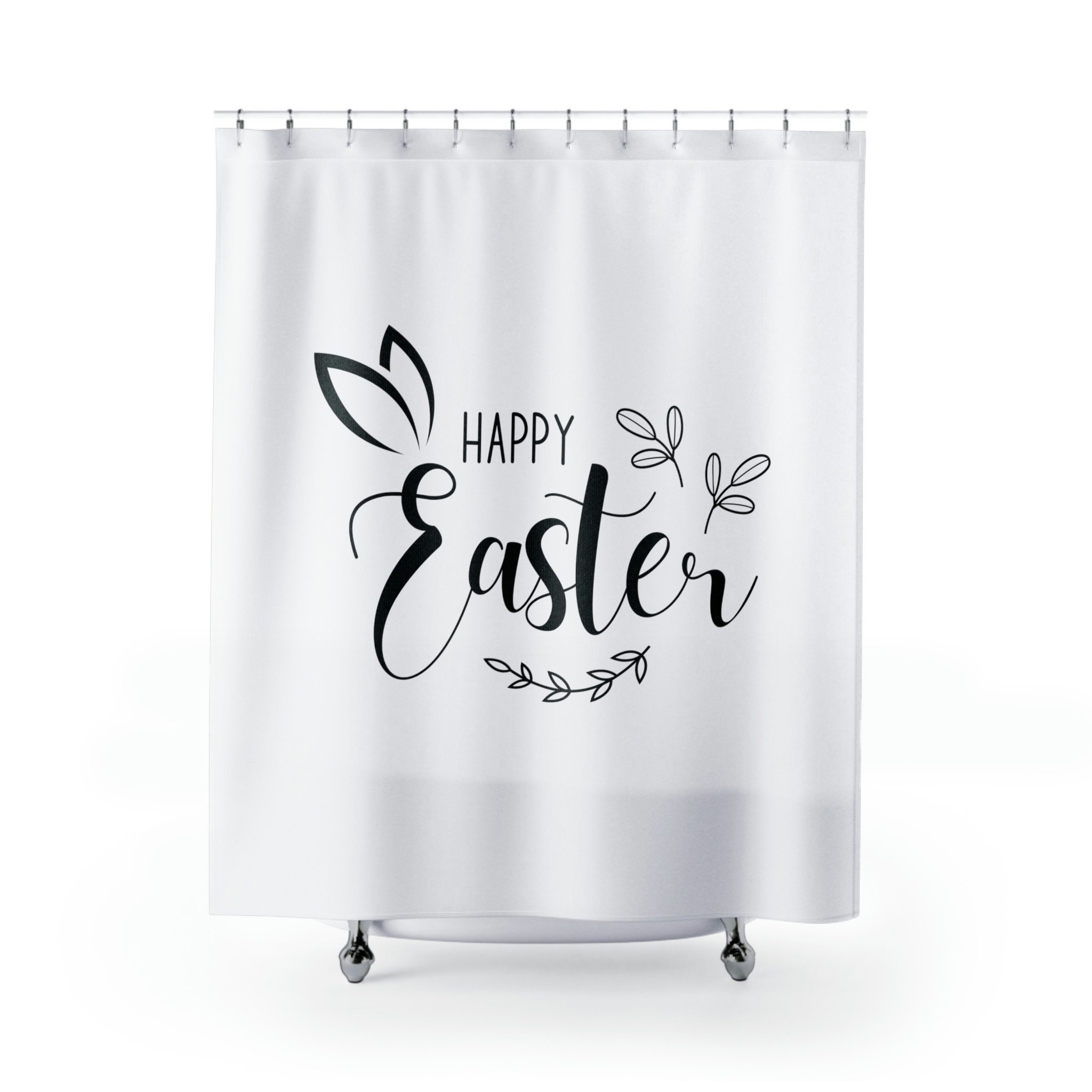 Happy Easter Shower Curtain With Easter Bunny Shower Curtain And Luxury Shower Curtains