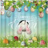 Happy Easter Theme Shower Curtain With Colorful Eggs And Spring Art By Allenjoy - Durable And Waterproof Fabric