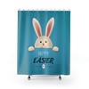 Happy Easter White Rabbit Sagitterrorist Design Shower Curtain, Whimsical Bathroom Decor