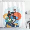 Happy Family Scene African American Shower Curtain - Bold And Colorful Bathroom Decor With Unique And Cheerful Print.