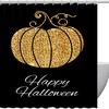 Happy Halloween Gold Pumpkin Fabric Shower Curtain for Bathroom Decor