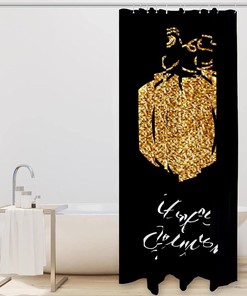 Happy Halloween Gold Pumpkin Fabric Shower Curtain for Bathroom Decor