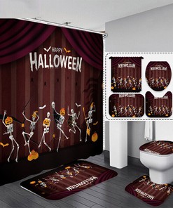 Happy Halloween Skull Party Waterproof Shower Curtain Set