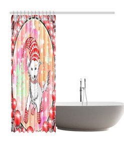 Happy Holidays Dog Print Shower Curtain - Christmas for Bathroom Decor
