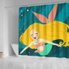 Happy Mermaid Themed Fabric Shower Curtain
