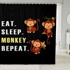 Happy Monkey Printed Pattern Waterproof Shower Curtain For Bathroom Decor