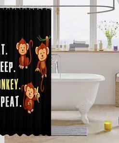 Happy Monkey Printed Pattern Waterproof Shower Curtain For Bathroom Decor