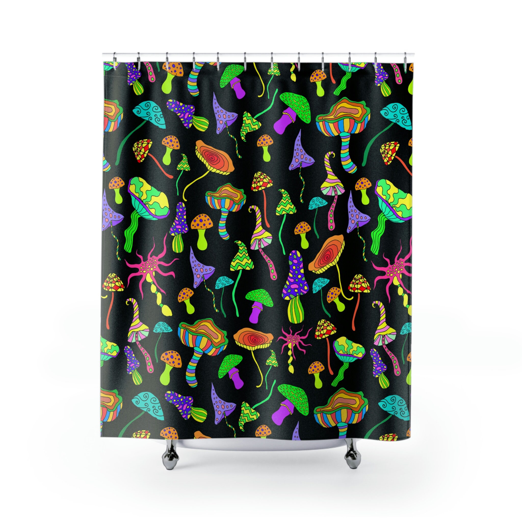 Happy Mushroom Waterproof Shower Curtain For Bathroom Decor
