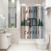 Happy RV Trailer Shower Curtain for Camper with Buffalo Plaid Check Pattern