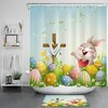 Happy Rabbit Easter Eggs Spring Floral Shower Curtain for Bathroom 