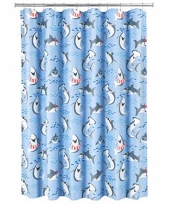 Happy Shark Fabric Shower Curtain by Your Zone for Kids Bathroom 