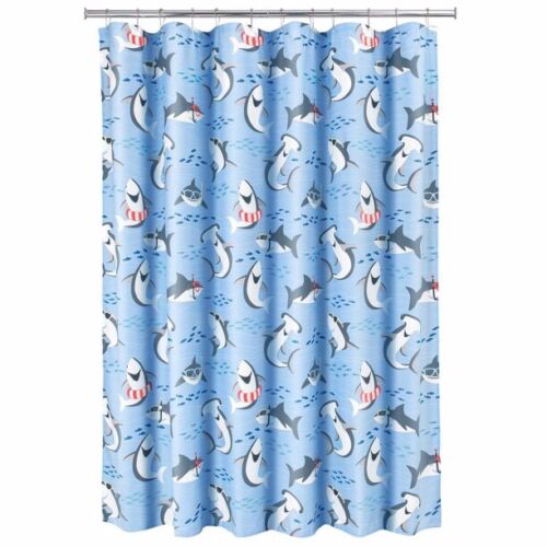 Happy Shark Fabric Shower Curtain by Your Zone for Kids Bathroom