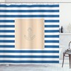 Harbour Stripe Maritime Anchor Print Shower Curtain For A Nautical Bathroom