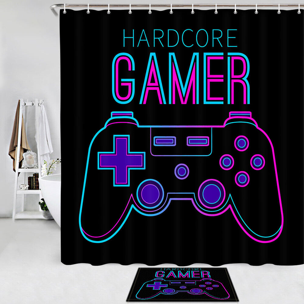 Hardcore Gamer Shower Curtain For A Gaming-Inspired Bathroom
