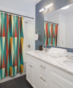 Harlequin Design Mid Century Modern Shower Curtain for a Chic and Modern Bathroom Dcor