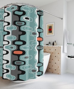 Harlequin Design Mid Century Retro Geometric Shower Curtain for A Chic and Artistic Bathroom Dcor