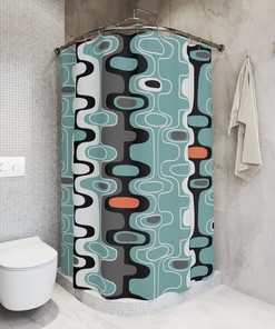 Harlequin Design Mid Century Retro Geometric Shower Curtain for A Chic and Artistic Bathroom Dcor