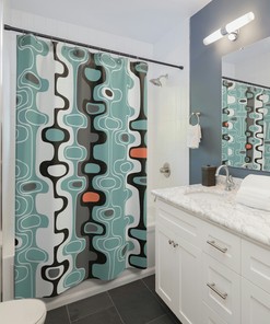 Harlequin Design Mid Century Retro Geometric Shower Curtain for A Chic and Artistic Bathroom Dcor