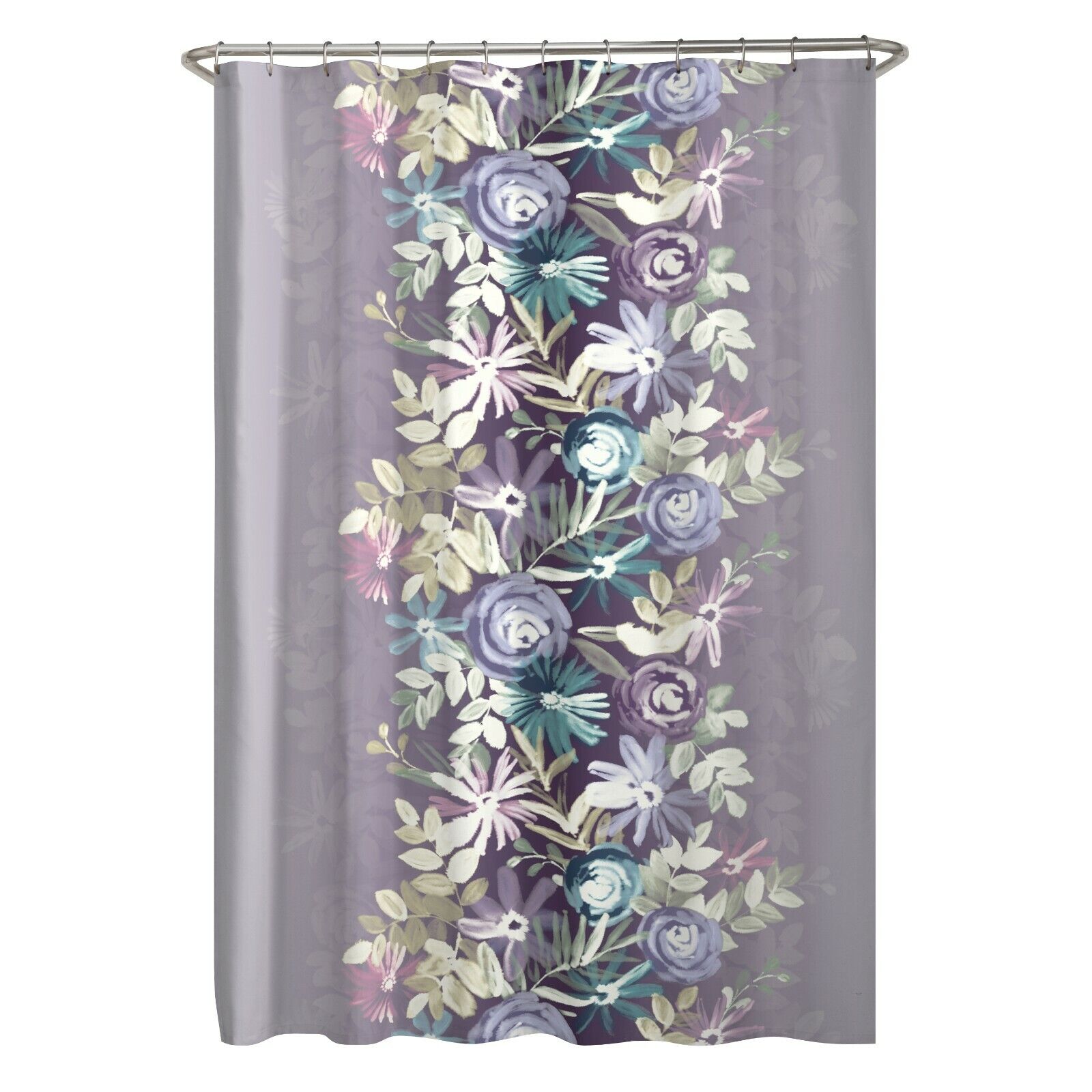 Harmony Garden Floral Lavender Blue Pink Shower Curtain for Relaxing Bathroom Decor