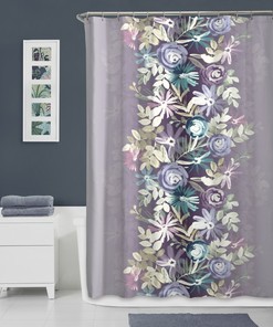 Harmony Garden Floral Lavender Blue Pink Shower Curtain for Relaxing Bathroom Decor