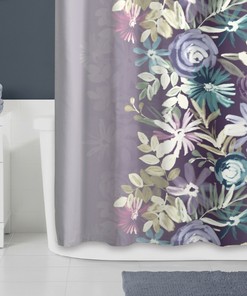 Harmony Garden Floral Lavender Blue Pink Shower Curtain for Relaxing Bathroom Decor