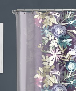 Harmony Garden Floral Lavender Blue Pink Shower Curtain for Relaxing Bathroom Decor