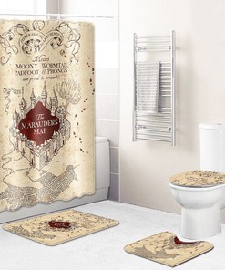 Harry Potter Bathroom Set - Shower Curtain And Bath Mat Cover