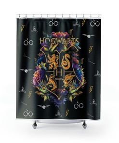 Harry Potter-Themed Shower Curtain For A Wizard School Bathroom