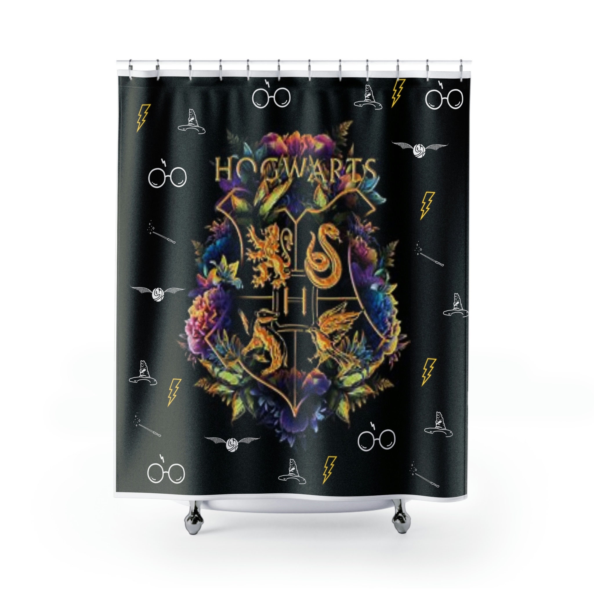 Harry Potter-Themed Shower Curtain For A Wizard School Bathroom
