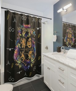 Harry Potter-Themed Shower Curtain For A Wizard School Bathroom