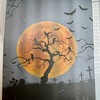 Harvest Moon And Tombstones Halloween Shower Curtain - Rustic Halloween Design