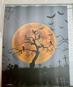 Harvest Moon And Tombstones Halloween Shower Curtain - Rustic Halloween Design