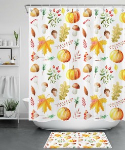 Harvest Pumpkin Shower Curtain For A Fall-Themed Bathroom Decor, Seasonal Bathroom Accessories