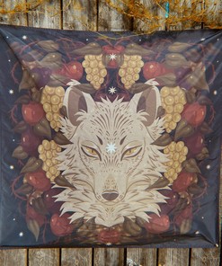 Harvest Wolf Tapestry Shower Curtain For A Rustic Bathroom