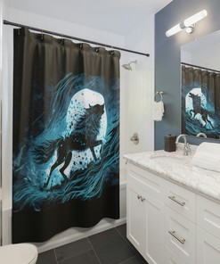 Hati And The Moon Shower Curtain For A Viking-Inspired Bathroom