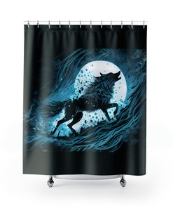 Hati And The Moon Shower Curtain For A Viking-Inspired Bathroom