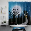 Haunted Castle Of Spooky Halloween Night Under Full Moon Shower Curtain