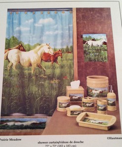 Hautman Brothers Country Prairie Meadow Fabric Shower Curtain for Rustic Bathroom Decor