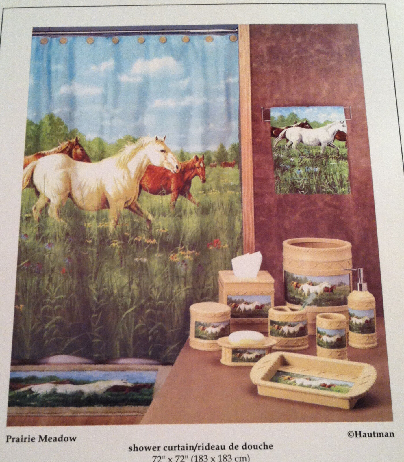 Hautman Brothers Country Prairie Meadow Fabric Shower Curtain for Rustic Bathroom Decor