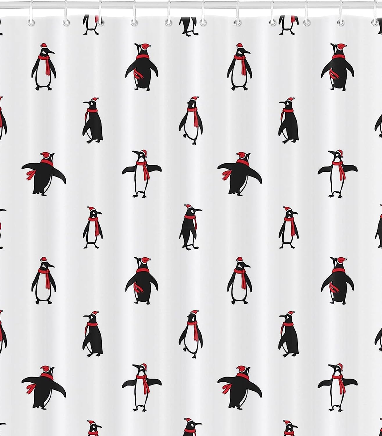 Have A Cute And Festive Christmas Penguin Shower Curtain In Your Bathroom, Waterproof And Machine Washable