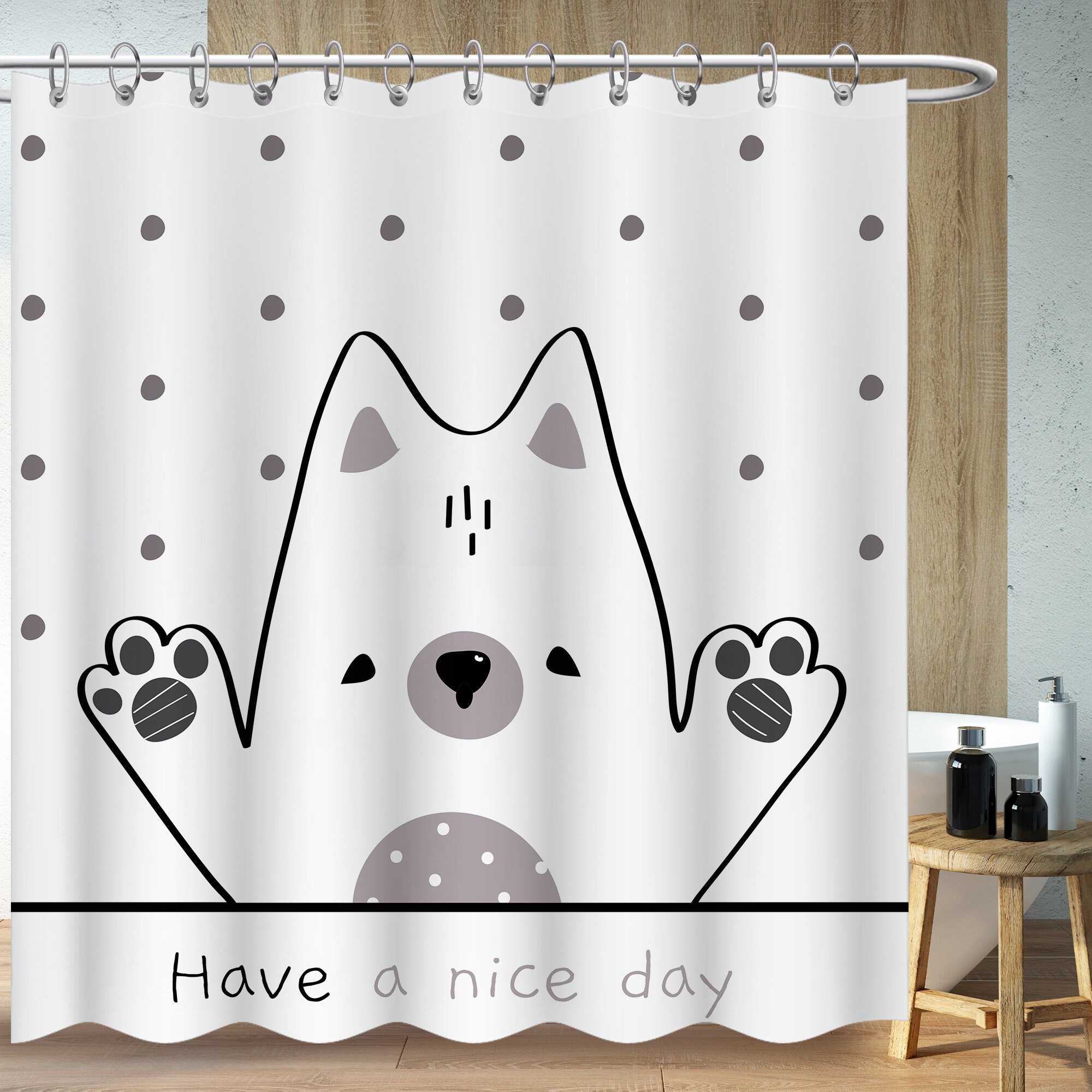 'Have A Nice Day' Shower Curtain - Cute And Minimalist Bathroom Decor