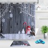 Have A White Xmas With This Grey Wood Wall Snowman Snowflake Cloth Shower Curtain For Your Bathroom Decor
