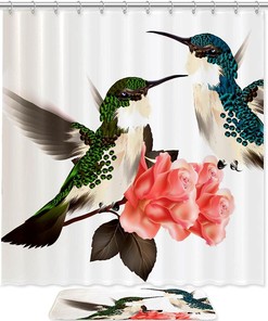 Have Hummingbirds In Your Bathroom With This Waterproof Floral Shower Curtain 