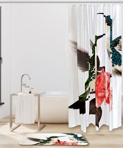 Have Hummingbirds In Your Bathroom With This Waterproof Floral Shower Curtain