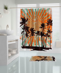 Hawaian Sun Curtain With Digital Print For A Cheerful Bathroom