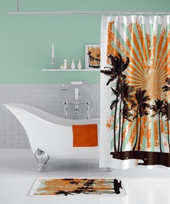 Hawaian Sun Curtain With Digital Print For A Cheerful Bathroom