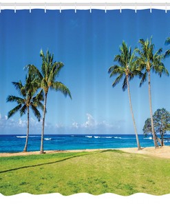 Hawaii Adventure: Coconut Palm Shower Curtain for Tropical Bathroom Decor